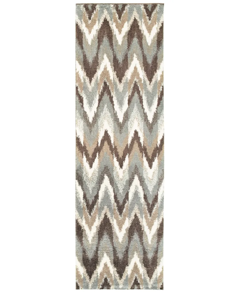 Oriental Weavers Verona Shag 4D Gray/Taupe 2'3" x 7'6" Runner Area Rug