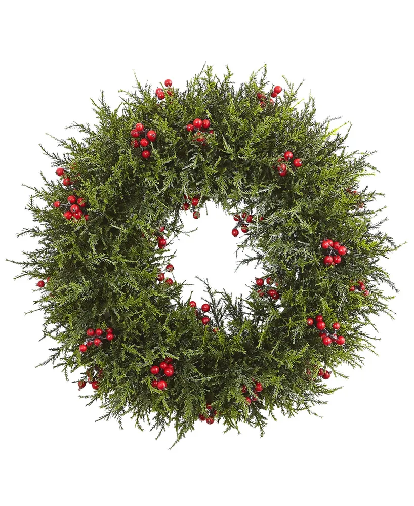 Nearly Natural 20" Cedar Berry Wreath