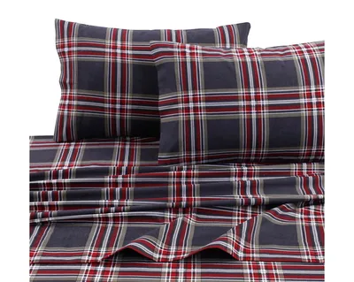 Tribeca Living Heritage Plaid 5-ounce Flannel Printed Extra Deep Pocket Cal King Sheet Set