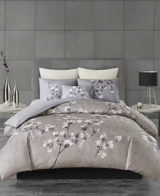 N Natori Sakura Blossom Cotton Sateen 3-Pc. Comforter Set