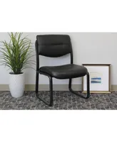 Boss Office Products Leather Sled Base Side Chair W/ Arms