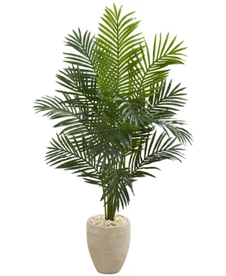 Nearly Natural 5.5' Paradise Palm Artificial Tree in Sand-Colored Planter