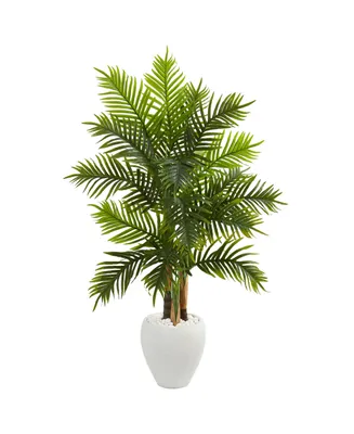 Nearly Natural 5' Areca Palm Artificial Tree in White Planter
