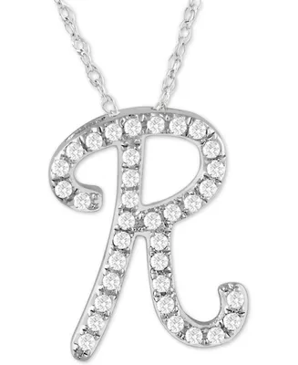 Diamond Initial Pendant Necklace (1/10 ct. t.w.) in Sterling Silver, 16" + 2" Extender