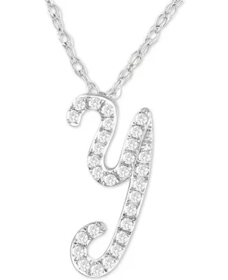 Diamond Initial Pendant Necklace (1/10 ct. t.w.) in Sterling Silver, 16" + 2" Extender