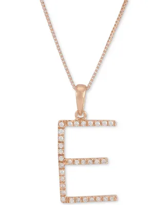 Diamond (1/10 ct. t.w.) Initial Pendant Necklace in 10k Rose Gold, 16" + 2" extender