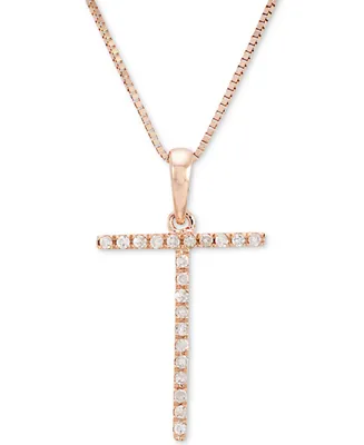 Diamond (1/10 ct. t.w.) Initial Pendant Necklace in 10k Rose Gold, 16" + 2" extender