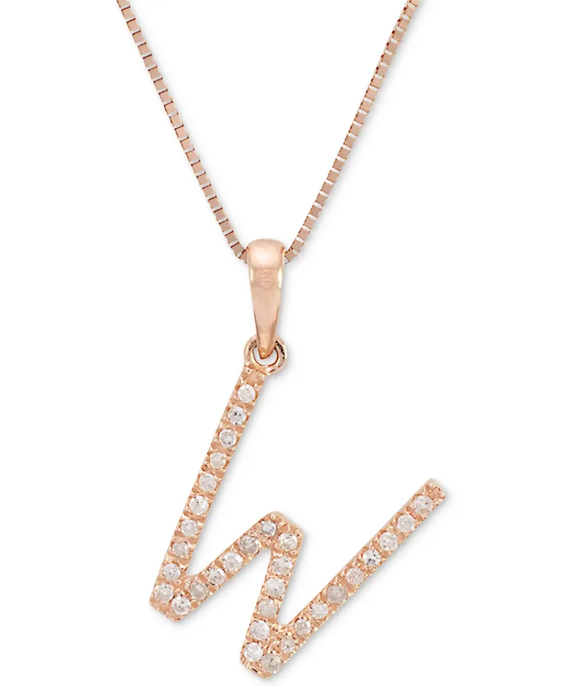 Diamond (1/10 ct. t.w.) Initial Pendant Necklace in 10k Rose Gold, 16" + 2" extender