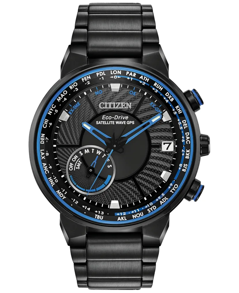 Citizen Eco-Drive Men's Satellite Wave Gps Black-Tone Stainless Steel Bracelet Watch 44mm