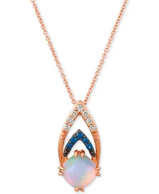 Le Vian Neopolitan Opal (3/4 ct. t.w.), Passion Ruby Accent & Nude Diamonds (1/10 ct. t.w.) 18" Pendant Necklace in 14k Rose Gold