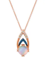 Le Vian Neopolitan Opal (3/4 ct. t.w.), Passion Ruby Accent & Nude Diamonds (1/10 t.w.) 18" Pendant Necklace 14k Rose Gold