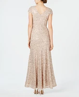 Alex Evenings Petite Lace Cap-Sleeve Gown