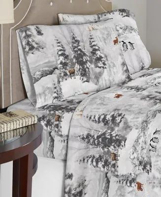 Celeste Home Luxury Weight Winterland Printed Cotton Flannel Sheet Set, Twin Xl