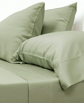 Cariloha Classic 4-Piece Twill Sheet Set | Sage | King | Viscose Material |Extra soft, Cooling for Hot Sleepers, Corner Bands