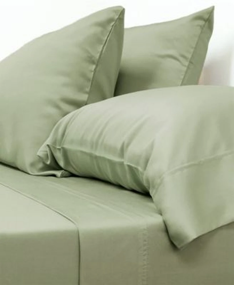 Cariloha Classic 4 Piece Twill Sheet Set Sage King Viscose Material Extra Soft Cooling For Hot Sleepers Corner Bands