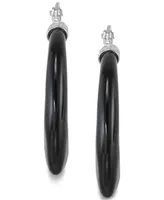 Onyx (30mm) Hoop Earrings in Sterling Silver