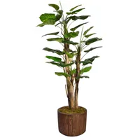 Vintage Home 71" Tall Scindapsus Artificial Faux Contemporary Aureus W/Burlap In 12.8" Brown Wood-like Fiberstone Planter