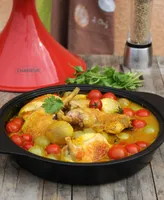 Chasseur French Enameled Cast Iron 12" Tajine with Ceramic Cone Lid