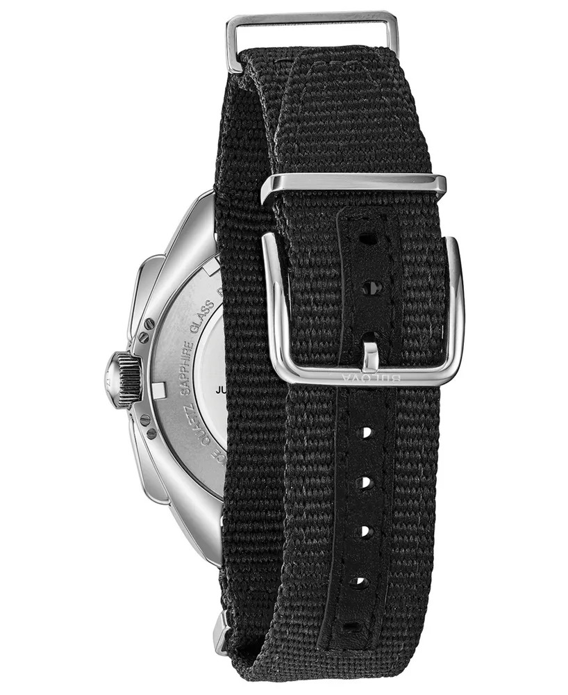 Bulova Men's Chronograph Lunar Pilot Archive Series Black Polyester Strap Watch 45mm