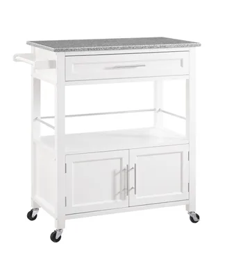 Cameron Kitchen Cart with Granite Top, White