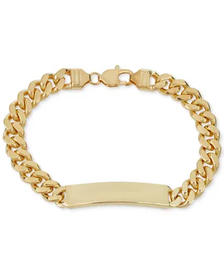 Cuban Chain Id Bracelet 14k Gold-Plated Sterling Silver or