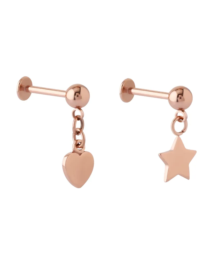 Bodifine Stainless Steel Set of 2 Drop Charm Tragus