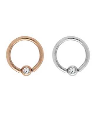 Bodifine Stainless Steel Set of 2 Colors Crystal Cartilage Rings
