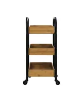 Oceanstar Portable Storage Cart with 3 Easy Removable Bamboo Trays