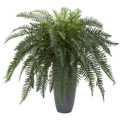 Nearly Natural River Fern Artificial Plant in Cylinder Planter