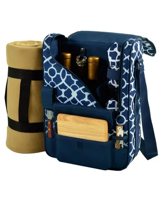 Picnic at Ascot Bordeaux Insulated Wine, Cheese Tote with Blanket-Glass Glasses