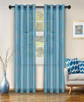 Superior Moroccan Geometric Trellis Semi-Sheer Window Curtain Panel Set with Grommet Header, 52 X 63