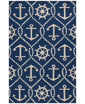 Kas Harbor Marina 4220 Navy 2' x 3' Indoor/Outdoor Area Rug