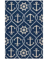 Kas Harbor Marina 4220 Navy 2' x 3' Indoor/Outdoor Area Rug