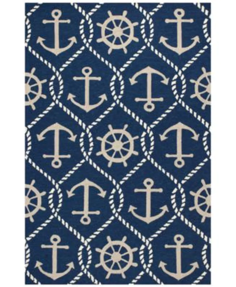 Kas Harbor Marina 4220 Navy Indoor Outdoor Area Rug