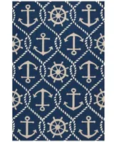 Kas Harbor Marina 4220 Navy Indoor Outdoor Area Rug