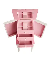 Mele & Co. Louisa Girl's Pink and White Wooden Jewelry Armoire