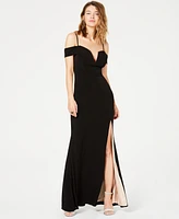 City Studios Juniors' Off-The-Shoulder Gown