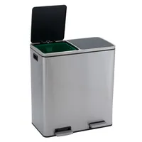 Household Essentials Stainless Steel 30L Maxwell Recycle and Trash Step Bin