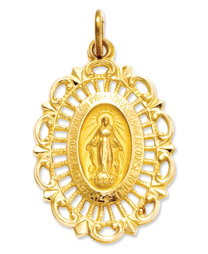 14k Gold Charm, Miraculous Medal Charm