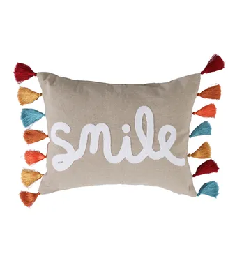 Levtex Amelie Boho Vibrant Smile Tassels Decorative Pillow, 14" x 18"