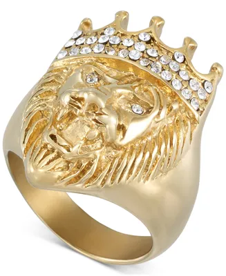 Legacy for Men by Simone I. Smith Crystal Lion Ring Gold-Tone Ion-Plated Stainless Steel