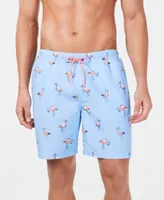 Club Room Men's Quick-Dry Performance Flamingo-Print 7" Swim Trunks, Created for Macy's