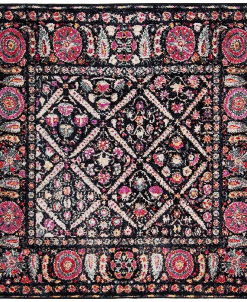 Safavieh Adirondack 203 Black and Fuchsia 6' x 6' Square Area Rug