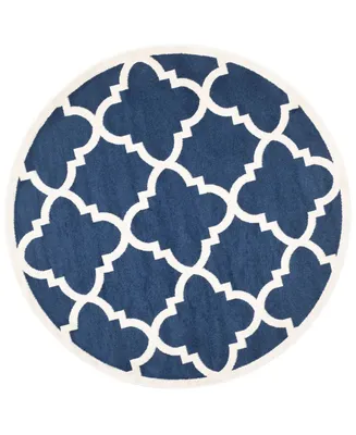 Safavieh Amherst AMT423 Navy and Beige 7' x 7' Round Area Rug