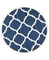 Safavieh Amherst AMT423 Navy and Beige 7' x 7' Round Area Rug