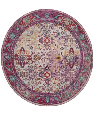 Safavieh Crystal CRS506 Light Blue and Fuchsia 7' x 7' Round Area Rug