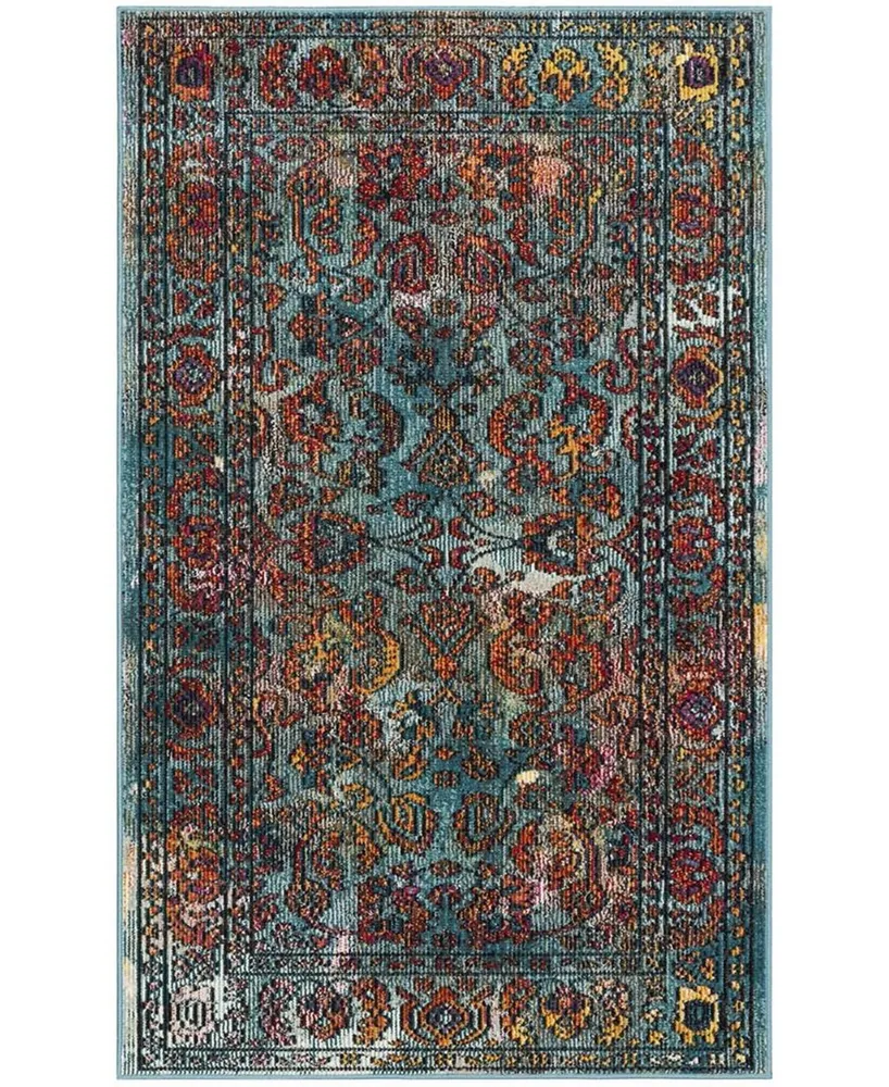 Safavieh Crystal CRS515 Light Blue and Orange 3' x 5' Area Rug