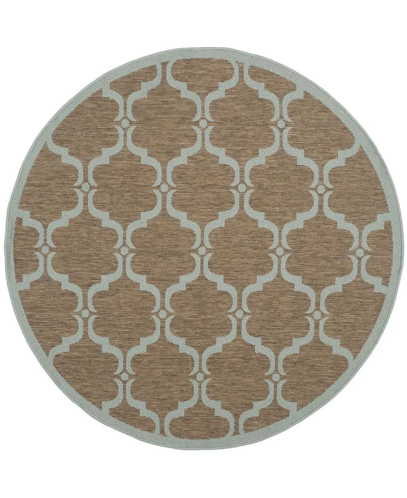 Safavieh Courtyard CY6009 Brown and Aqua 5'3" x 5'3" Round Outdoor Area Rug