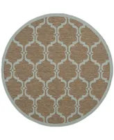 Safavieh Courtyard CY6009 Brown and Aqua 5'3" x 5'3" Round Outdoor Area Rug