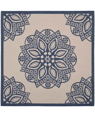 Safavieh Courtyard CY6139 Beige and Navy 6'7" x 6'7" Sisal Weave Square Outdoor Area Rug